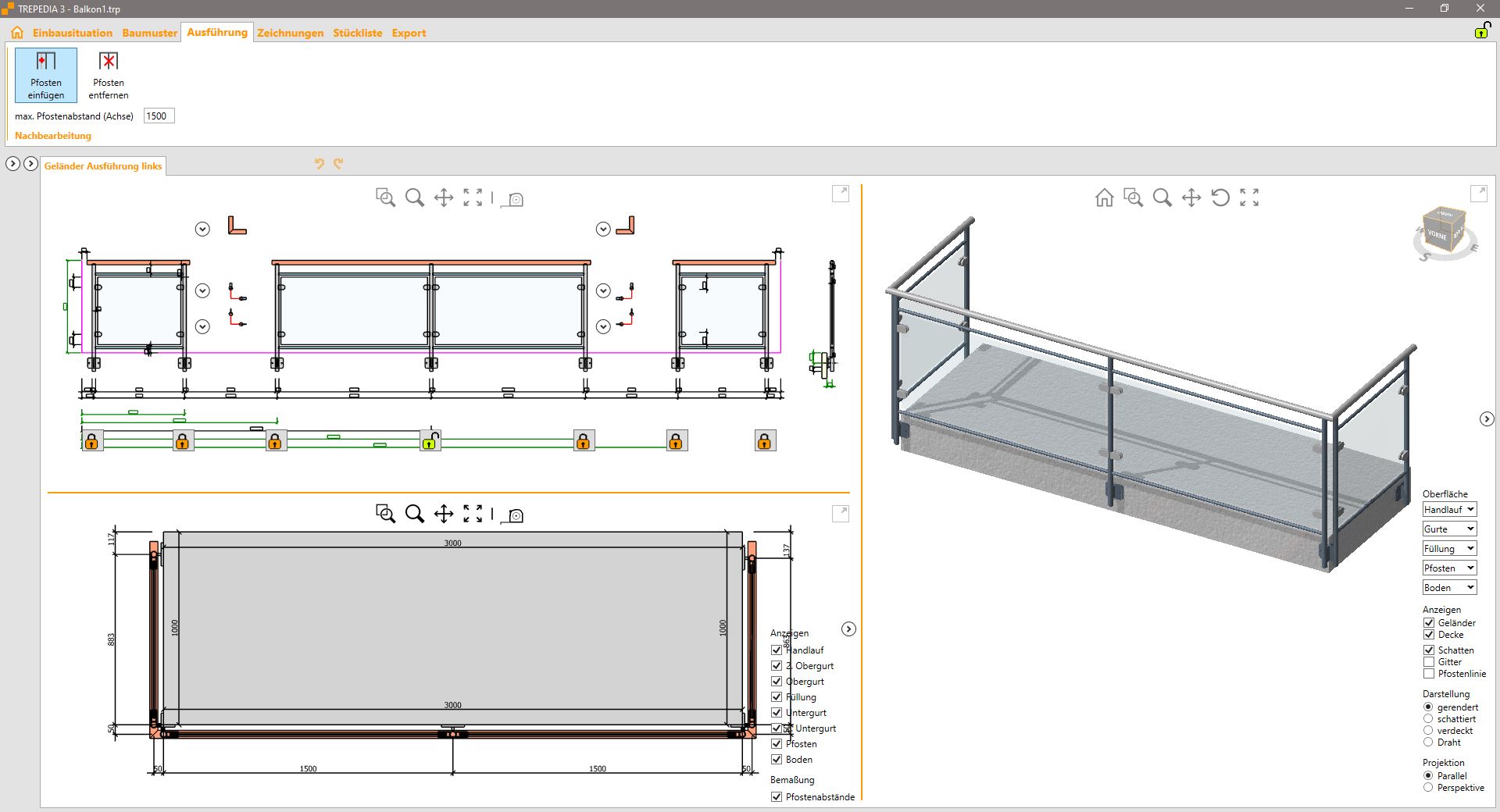 Exécution balustrade TREPEDIA balcon