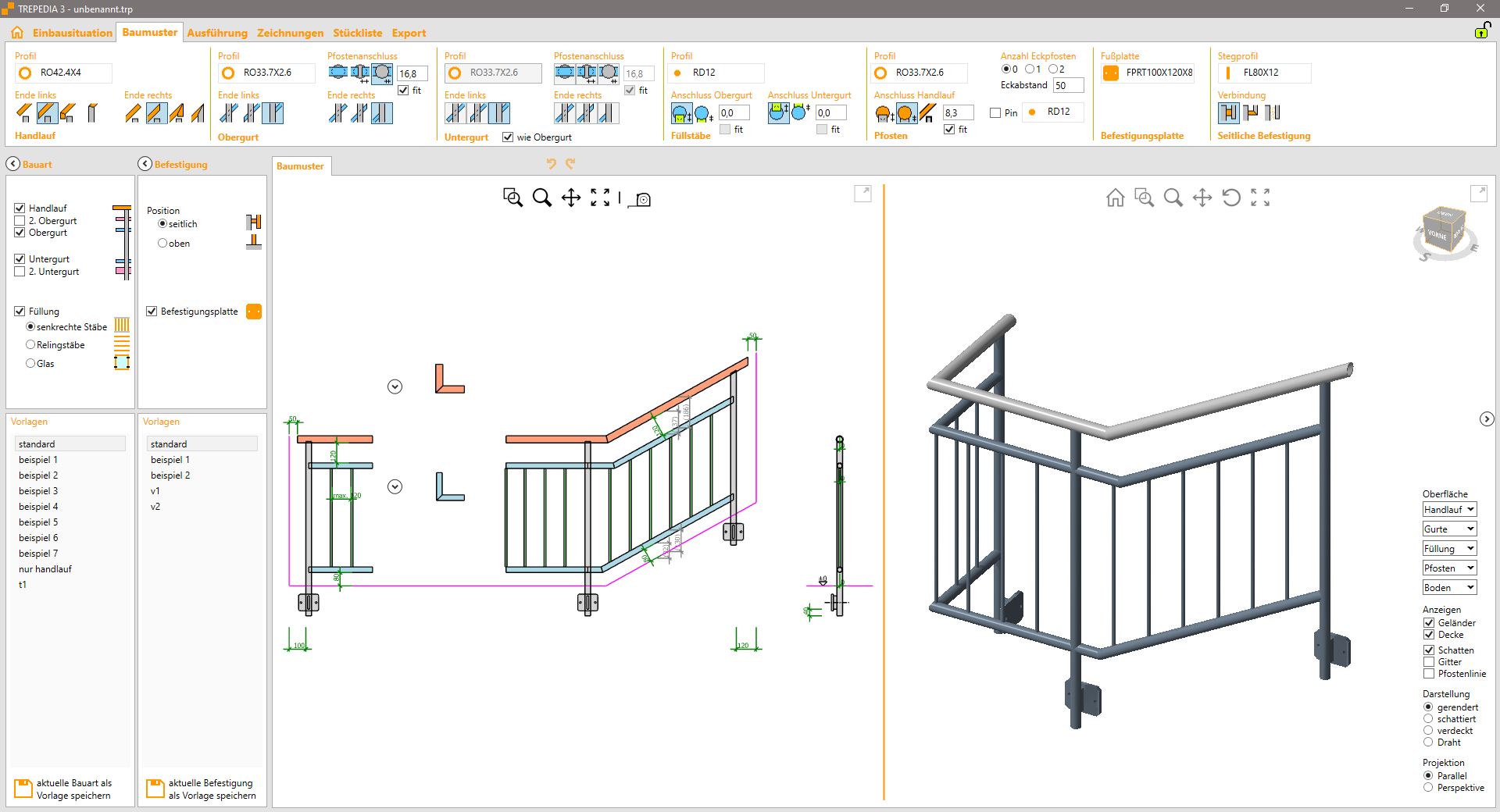 Configuration modèle balustrade TREPEDIA